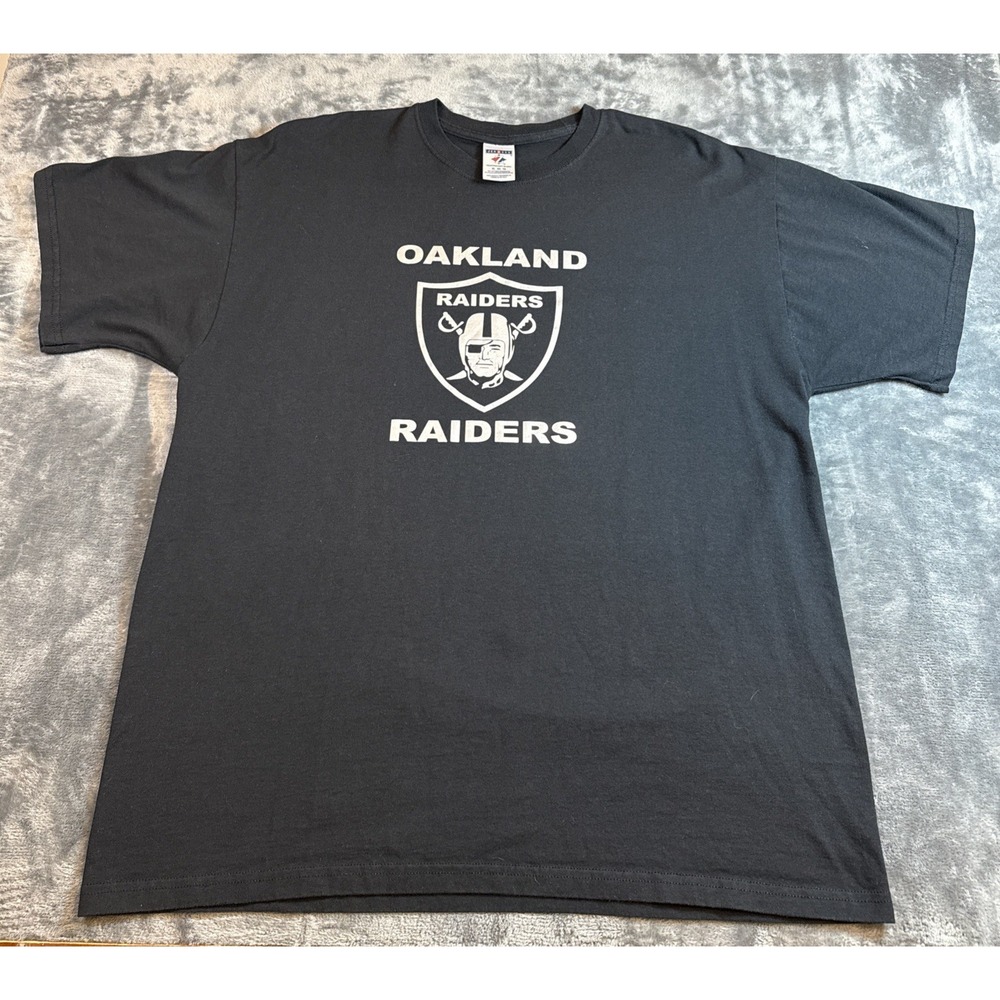 Vintage Oakland Raiders T-Shirt Jerzees NFL Graphic Black Size XLarge Harvey